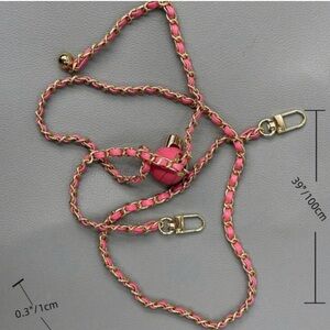 NWT Adjustable Leather Pink Purse Strap w/ Chain